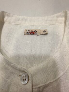 Faherty Prado 100% Linen Belted Shirtdress White Ladder Stitch Detail SZ Small